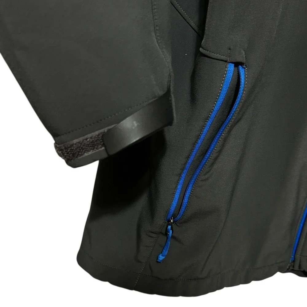The‎ North Face Men Softshell Jacket L Gray Blue Hood Windproof Outdoor Gorpcore